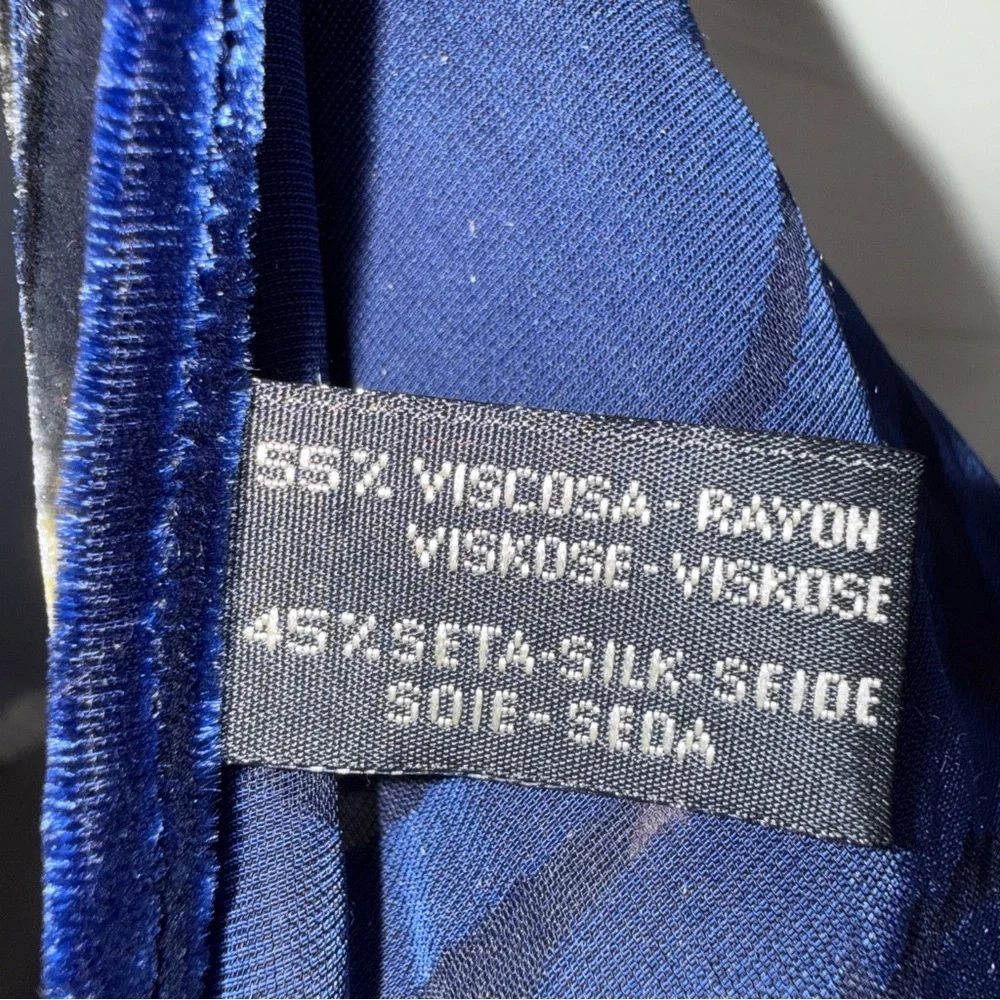 Women's Vintage‎ Velvet Abstract Burnout Blue Paisley Silk-Blend Scarf *READ